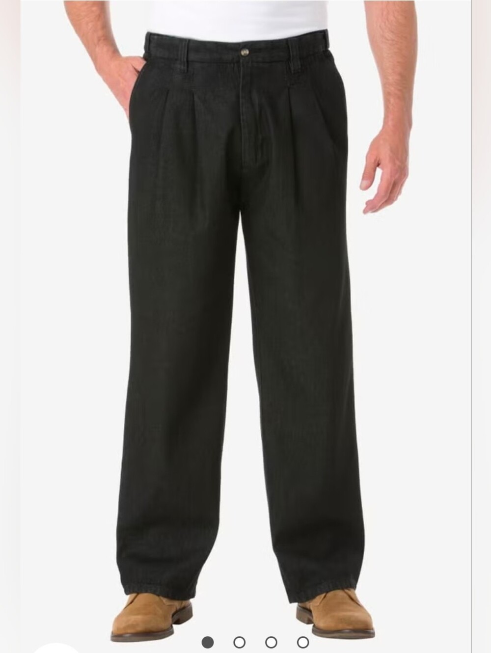 Kingsize Relaxed Fit Comfort Waist Pleated Expandable Black Mens Jeans Size 38